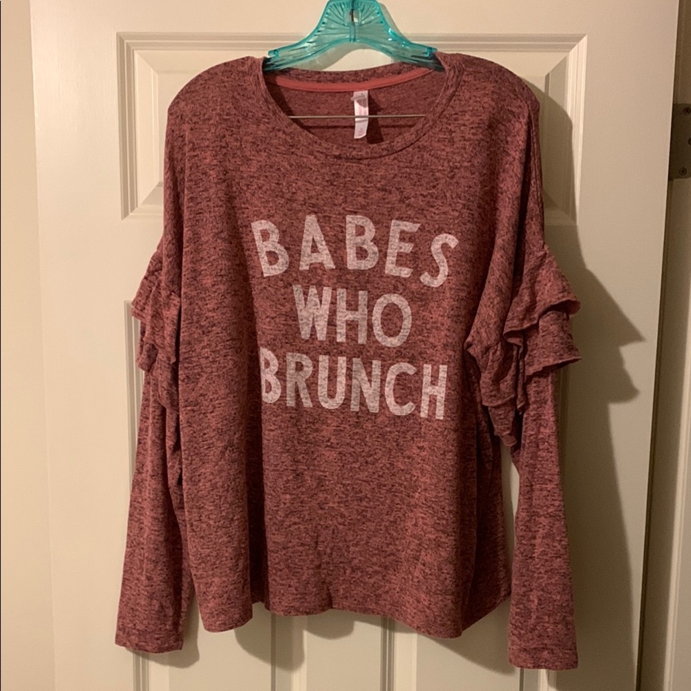 Babes Who Brunch Ruffle Sleeve Top